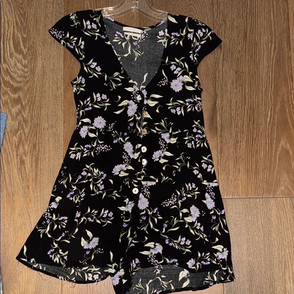 Urban Outfitters Floral Black and Purple Romper